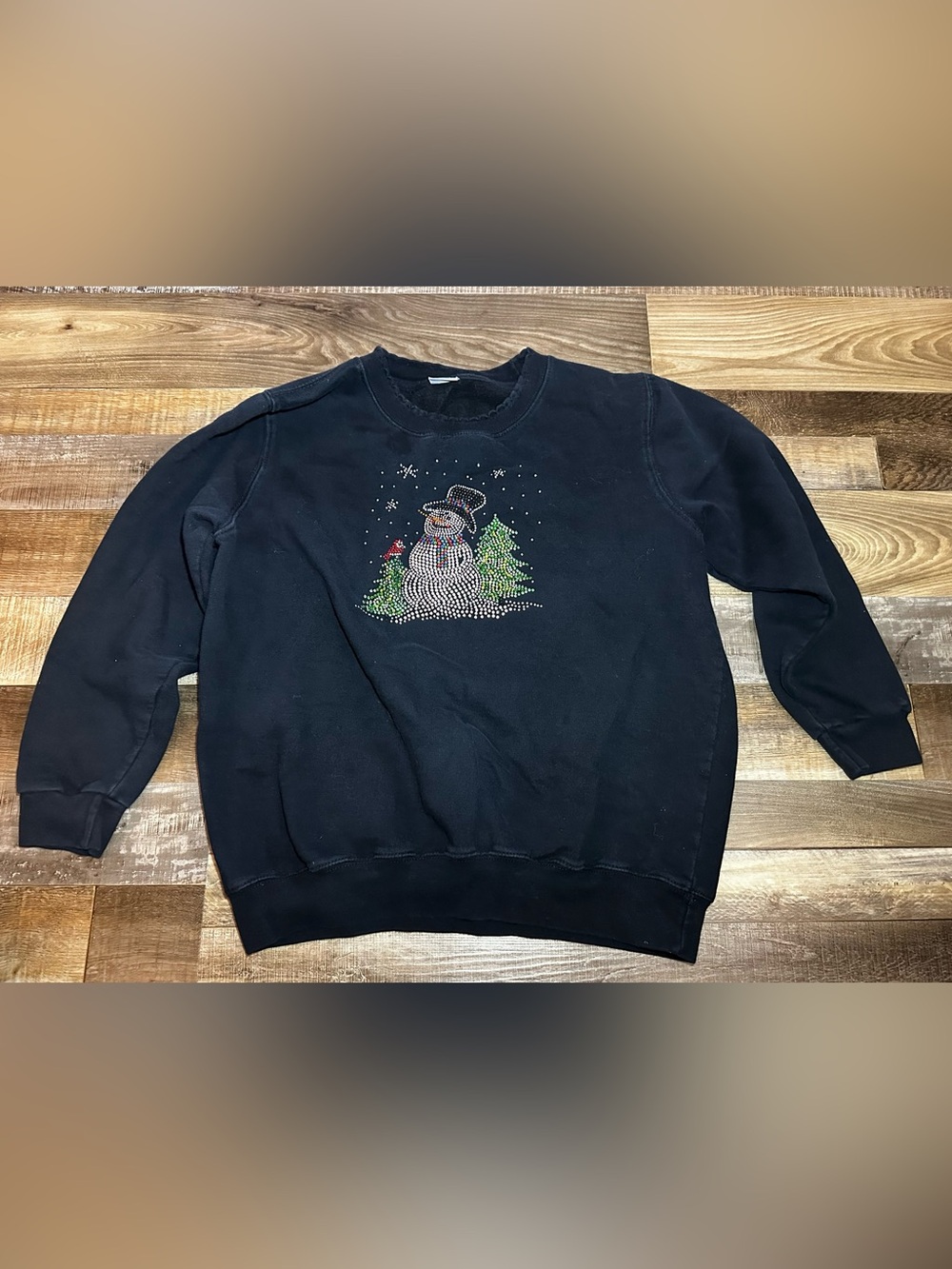 Vintage Original Sportswear Womens Black Snowman Sweater SZ M